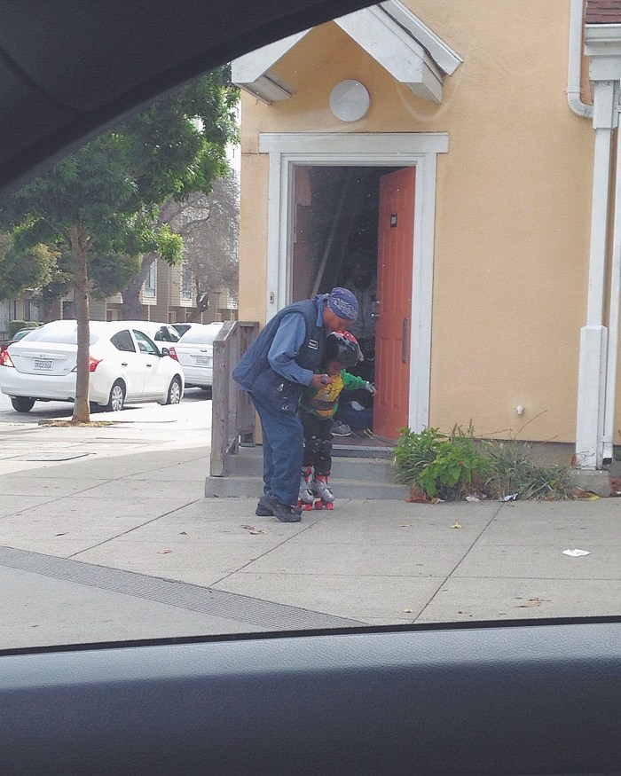 the sweetest moment of my week...this little guy gearing up with his TMNT sweatshirt to learn how to skate