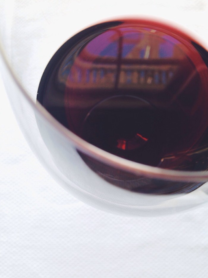 notice the deep ruby color of the wine