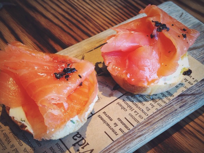 My favorite bite, salmon sandwich.