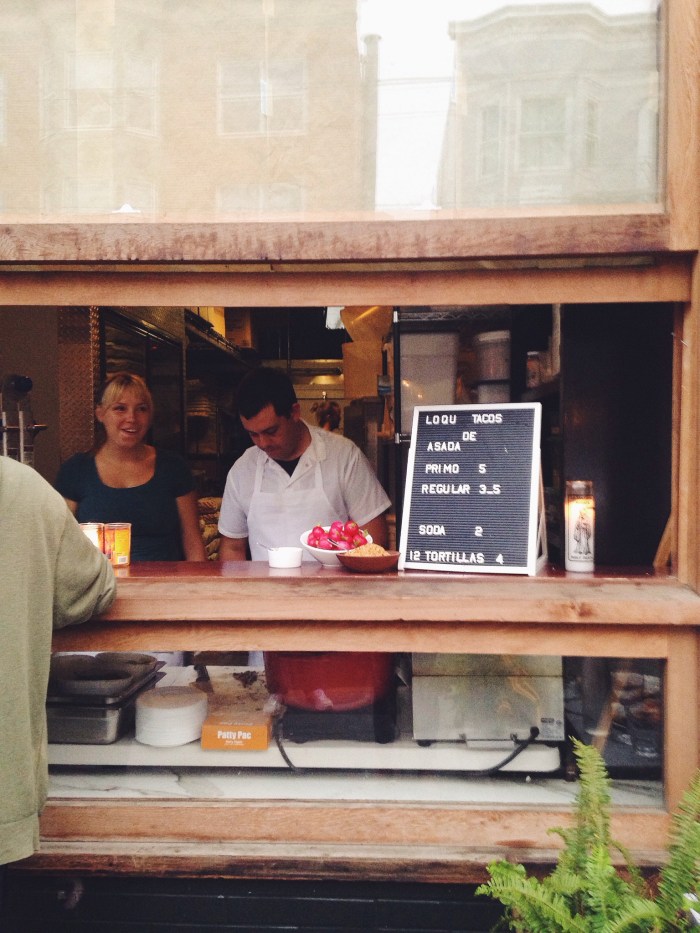 The teeny tiny menu and service counter