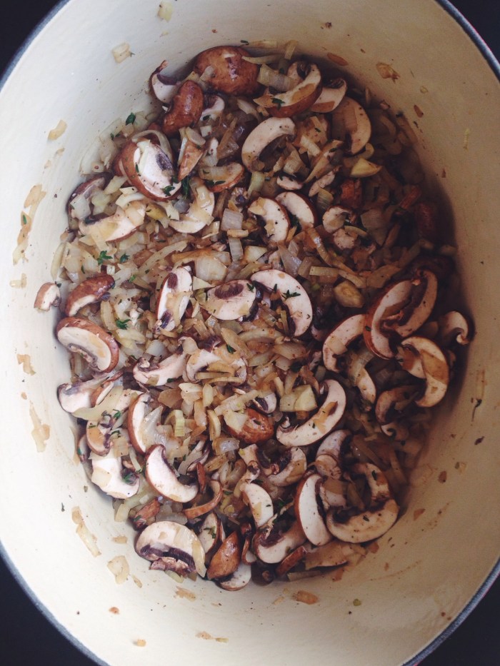 Layer 2, add the mushrooms...