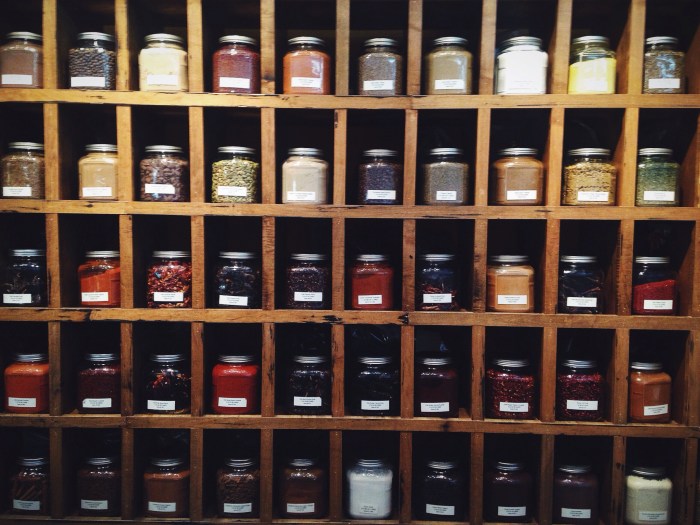 Only a small section of the spices available to choose from
