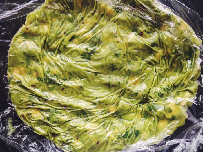 Pro Tip: prevent brown guac by pressing plastic wrap to the surface of the guac, eliminating air contact will prevent browning for at least a day or so