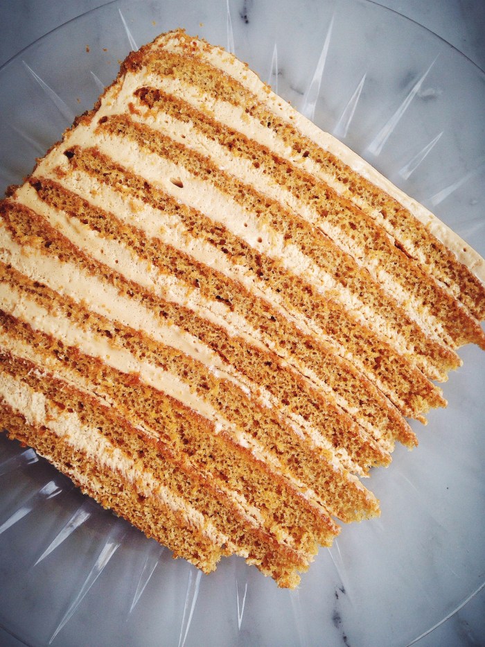 The famous Russian Honey Cake, it was light as air and tasted a little bit like the graham cracker crust of a delicious cheesecake