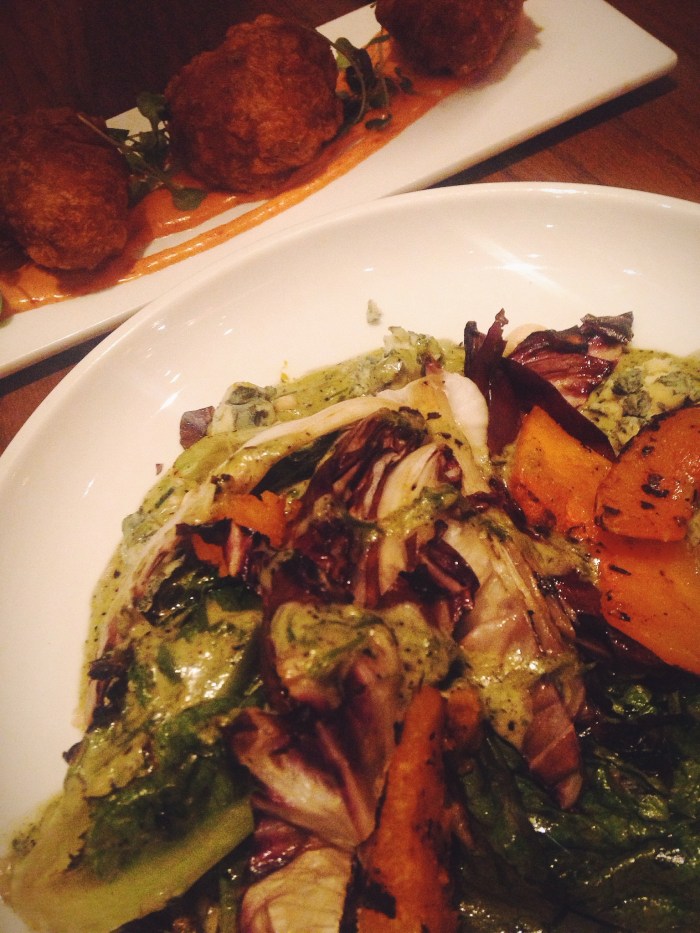 Grilled Salad (probably my favorite dish) with radicchio, squash, crumbled roquefort