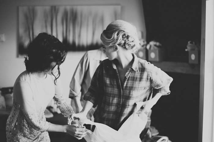 I had a cute little top and bottoms to get ready in the day of the wedding but pulled a last minute switcheroo and wore my Grandma Jane's old flannel instead. It was my way of making sure I felt her spirit with me on such a special day.