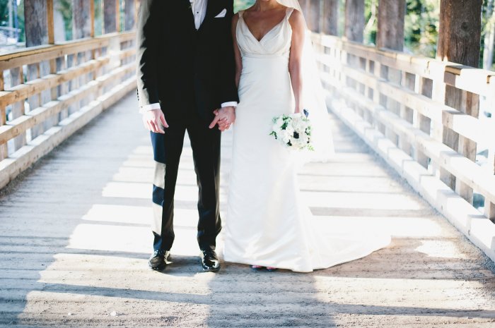 I wanted my dress to be really simple and classic with straps cause I needed to get my dance on later that night. The hubs only requirement was to not have elastic drawstring pants (did you know that's what rentals have!?). We both got what we wanted.