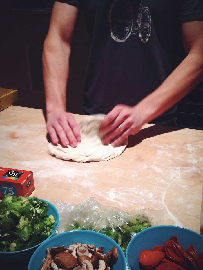 Did you know you can usually buy dough from your favorite local pizzeria? A time saver and oh so worth it!