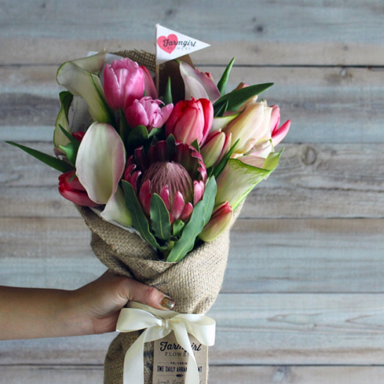 You can never go wrong with beautiful blooms. Make them even better by using one of the new delivery start-ups like Farmgirl Flowers for unique arrangements. Farmgirl Flowers