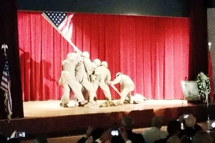 Reenactment of the rising of the flag.