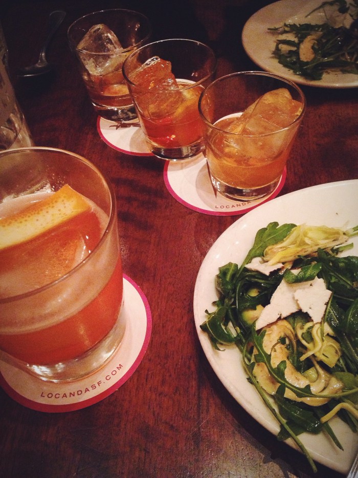 Church Cocktail and Whiskey Flight, also a shaved artichoke salad that was really bright and fresh tasting, the best dish of the night
