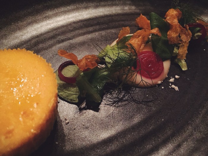 The exact dish escapes me because (again) it was compliments of the chef, but I believe it was a carrot custard with a smoky pate like spread...whatever it was, it was fantastic!