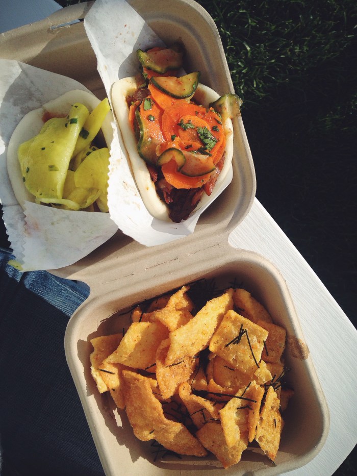 First up, The Chairman with steamed Pork Belly with Turmeric Pickled Daikon & Green Shiso and Spicy Chicken with Toasted Sesame Purée, Pickled Carrots-Cucumber & Cilantro, also those chips were so my jam