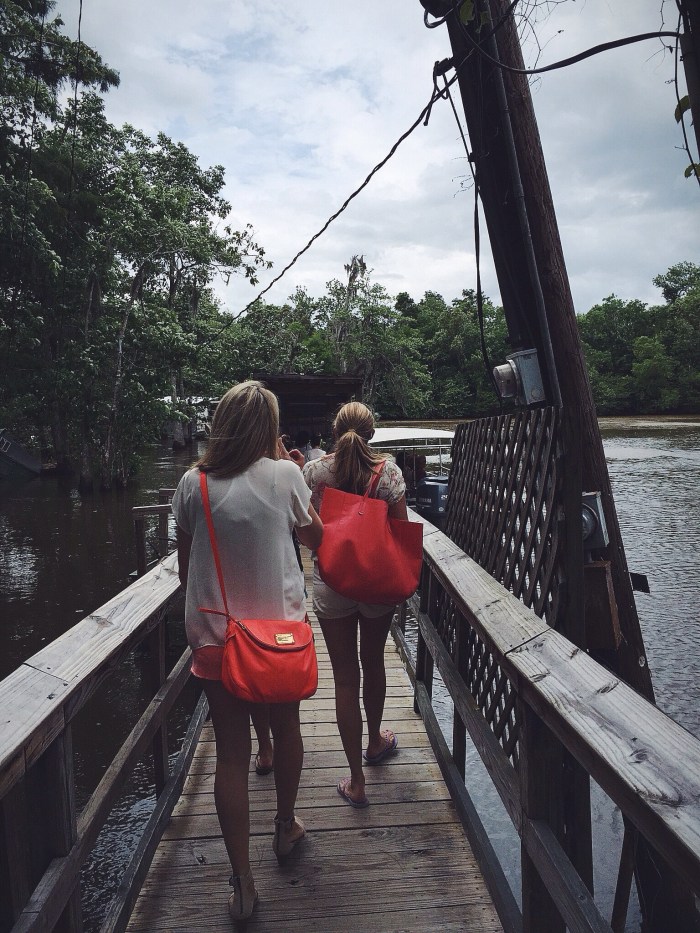 Walking out to the boat for our swamp tour