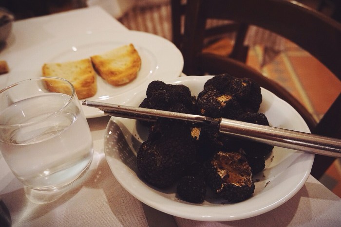 The best thing I ate on our trip was made with love from these truffles. So simple..a toasted piece of bread with olive oil, salt & pepper and shaved truffle. Video below.