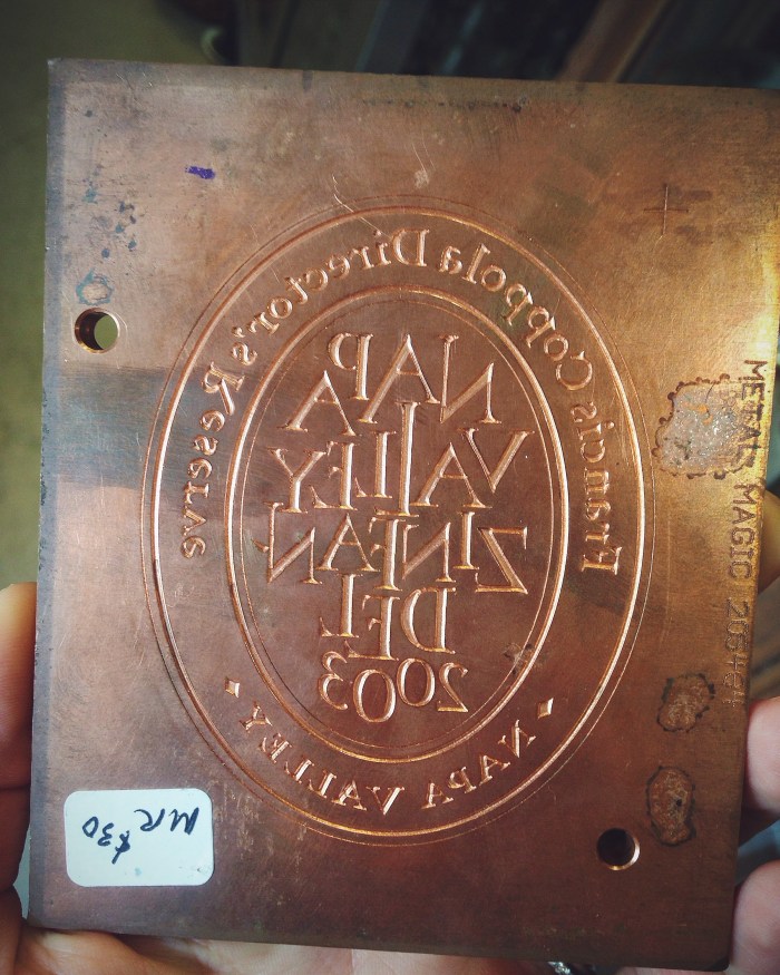 An old school Coppola label maker found in an antique shop in wine country