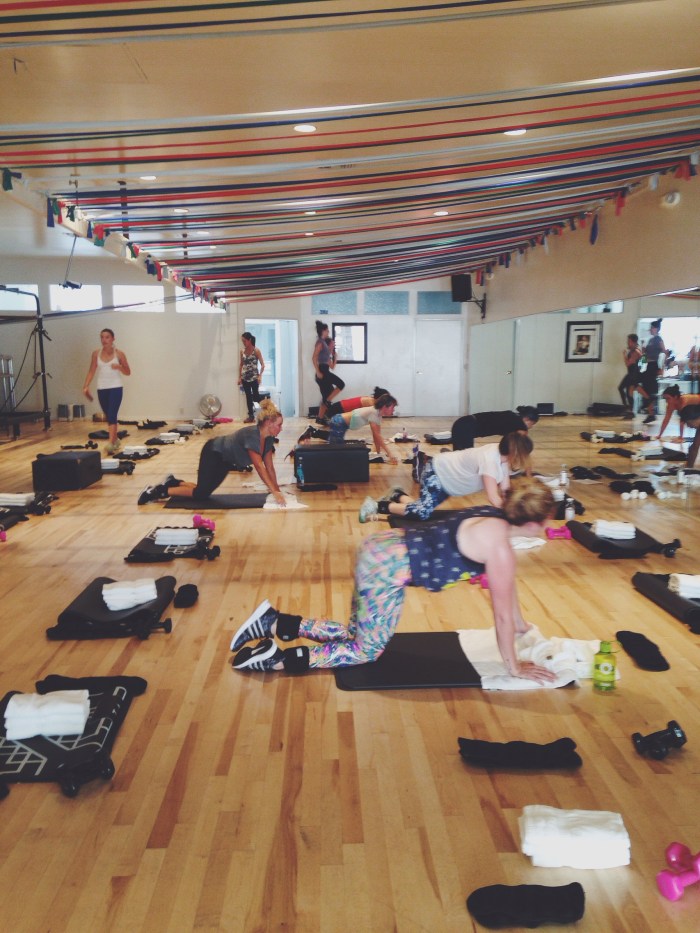 Inside the studio watching the class before ours finish up