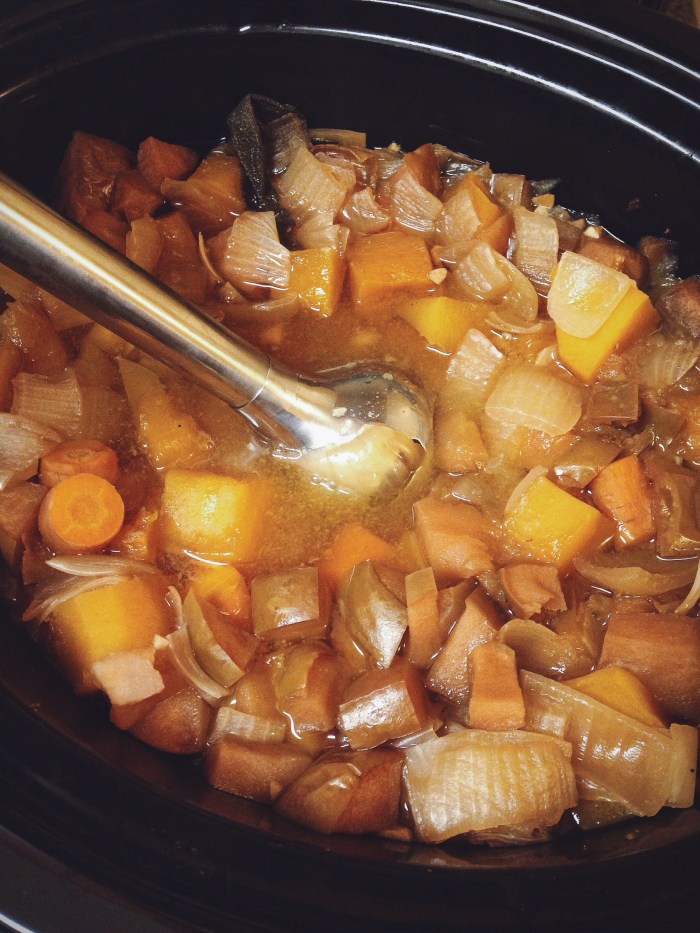 Once it's all cooked down hit it with the immersion blender and serve it up