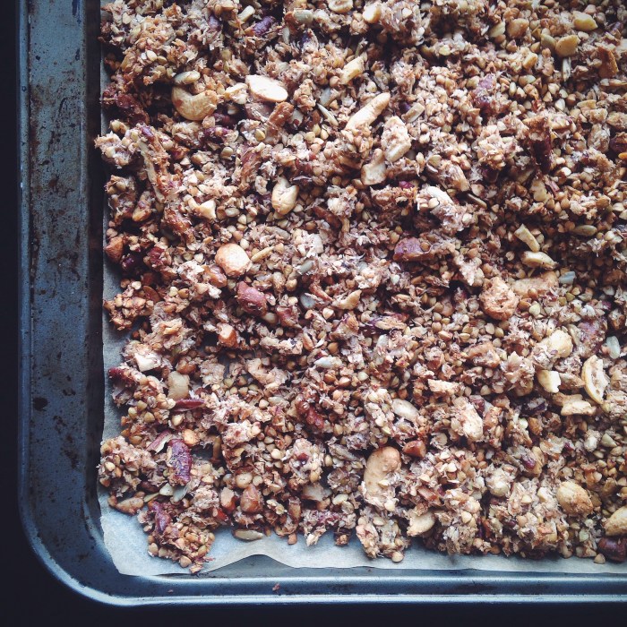 One very full sheet pan made a large mason jar plus a small mason jar...I'd say around 4-5 cups